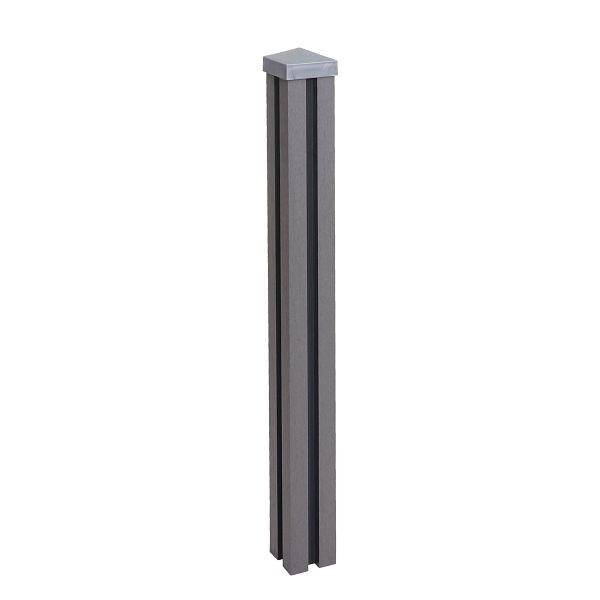 Mendler WPC-Pfosten Sarthe-WPC-Zaun, Pfeiler Pfahl, Stecksystem, 98cm, grau, 76252