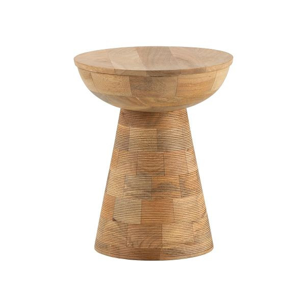 Wohnling Beistelltisch aus Mango Massivholz, Rund, Skulptural, Handgefertigt, Kleiner Holztisch im Modern-Rustikalen Design, Naturholz Unikat, WL7.307
