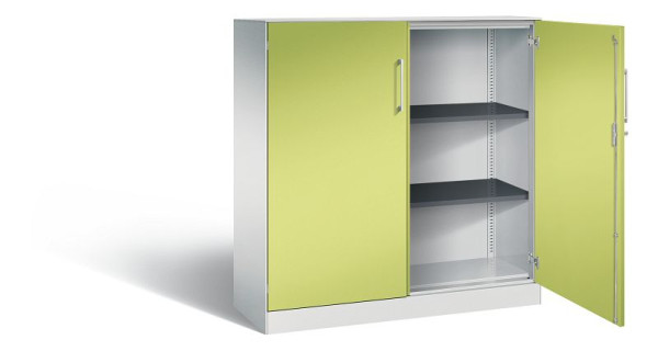 C+P Flügeltürenschrank Asisto, H1310xB1200xT435mm, Farbe: Lichtgrau / Viridingrün, Bügelgriff, 3 OH, 141031-000 S10120