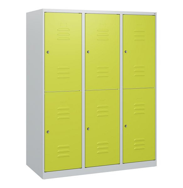 C+P Doppelstöckiger Spind Classic PLUS, 3 Abteile, 1530x1200x500mm, 7035/0024, Zylinderschlösser, 0803005-32 S10025