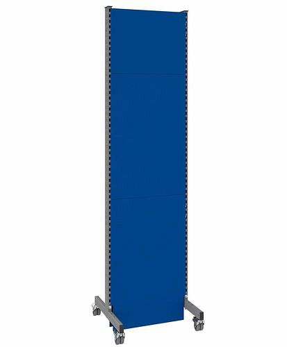 DENIOS Mobile Akustik Trennwand, Grundfeld, B 625, H 2500 mm, Akustik-Lochblech zweiseitig, grau/blau, 293108