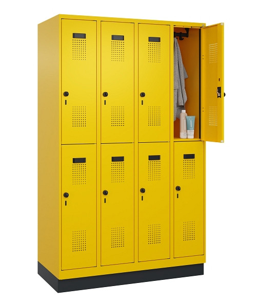 C+P Doppelstöckiger Spind Evolo PLUS, mit Sockel, 8 Fächer, 1950x1200x500mm, 102, Drehriegel, 049320-40 S10022