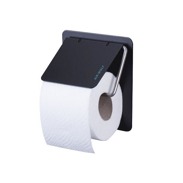 Air Wolf WC-Papierhalter, Serie Omega, H x B x T: 155 x 130 x 117 mm, Edelstahl mattschwarz beschichtet, 29-532