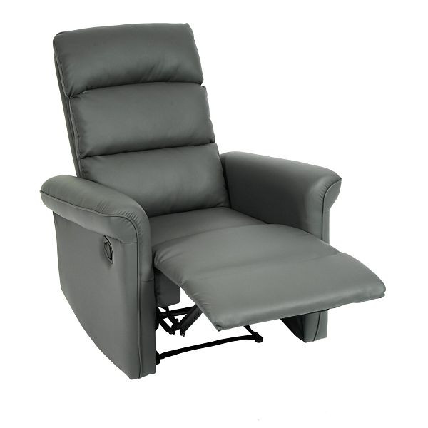 Mendler Fernsehsessel HWC-J96, Relaxsessel Sessel Liegesessel, Liegefunktion verstellbar Kunstleder, grau, 86226