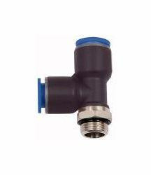 Riegler T-Steckverschraubung, Steckanschlüsse in L-Form, drehbar, Außengewinde zylindrisch mit O-Ring (NBR), 109522