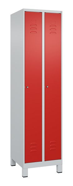 C+P Umkleidespind Classic PLUS, Füße, 2 Abteile, 1950x500x500mm, 7035/3020, Zylinderschlösser, 080010-29 S10017