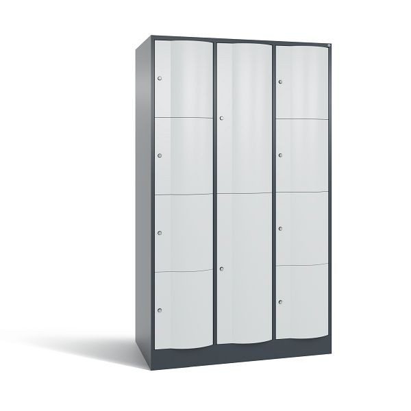 C+P XL-Schließfachschrank Resisto, 3 Abteile, H1950B1148T640 mm, Anthrazit/Grau, 8070-3733 S10035