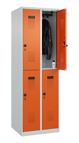 C+P Doppelstöckiger Spind Evolo PLUS, 4 Fächer, 1850x600x500mm, 7035/2004, Drehriegel, 049300-20 S10002