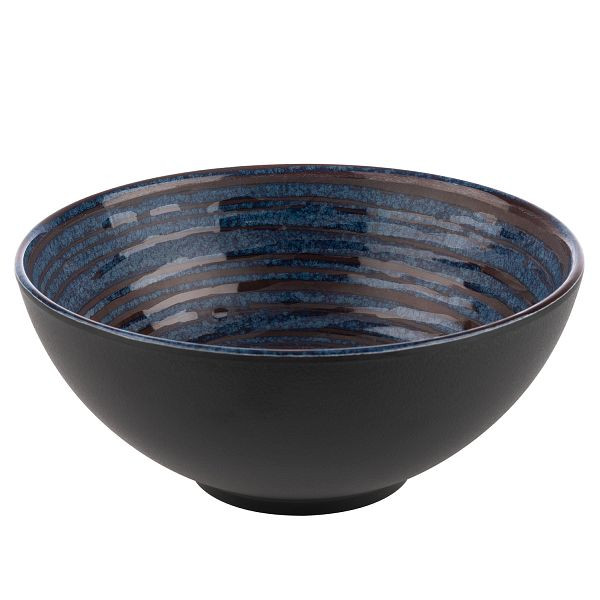 APS Schale -LOOPS-, Ø 18,5 x 8 cm, Melamin, innen: Dekor, dunkelblau, außen: dunkelgrau, 1 Liter, 85037