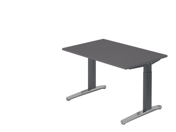 Hammerbacher Schreibtisch C-Fuß 120x80cm Graphit/Graphit (Poliert), Rechteckform, VXB12/G/GC