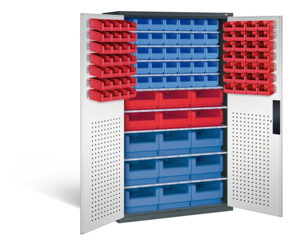 C+P Magazinschrank Serie 13, H1950xB1100xT535mm, Farbe: Anthrazitgrau / Lichtgrau, Muldengriff, 130276-66 S10075