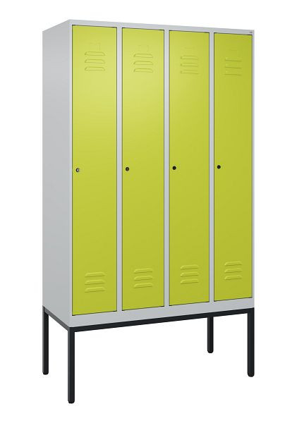 C+P Umkleidespind Classic PLUS mit Mitteltrennwand, Gestell, 4 Abteile, 2120x1200x500mm, 7035/0024, Zylinderschlösser, 0800307-40F S10025