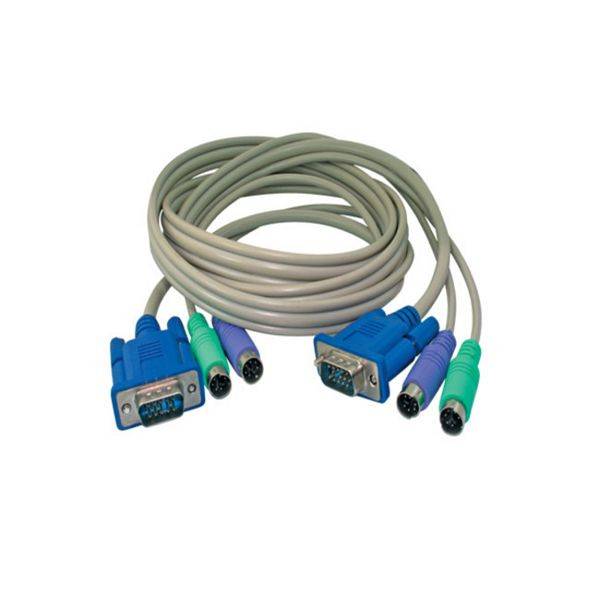 S-Conn KVM Anschlusskabel 1x VGA-Stecker / 2x PS2-Stecker auf 1x VGA-Stecker / 2x PS2-Stecker, 1,8m, 75613