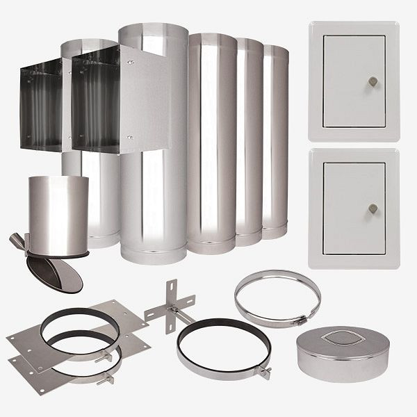 HKW Wäscheabwurf-System Komplett Set 4, Edelstahl, Schachtlänge: 5,30 Meter, Ø 300 mm, 23004N