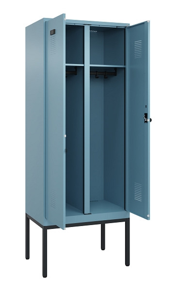 C+P Schwarz-Weiß-Spind Evolo PLUS, Gestell, 2 Abteile, 2120x800x500mm, 0010/0010, Drehriegel, 0490327-22 S10021