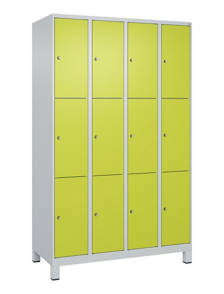 C+P Schließfachschrank Classic PLUS, Füße, 4 Abteile mit je 3 Fächern, 1950x1200x500mm, 7035/0024, 080010-403 S10010