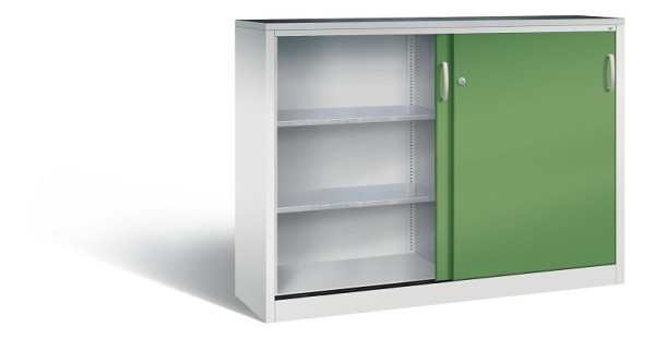 C+P Schiebetürenschrank Acurado, H1200xB1600xT400mm, Farbe: Lichtgrau / Resedagrün, Bügelgriff, 2147-09 S10023