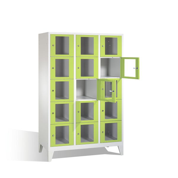C+P Schließfachschrank Classic, H1850xB1200xT500mm, Farbe: Lichtgrau / Viridingrün, 8010A325 S10007