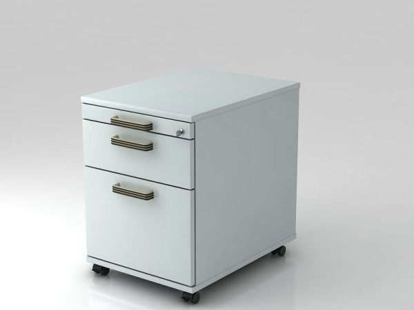 Hammerbacher Rollcontainer 58cm, 1 Schub, 1HR, Schloss Streifengriff Grau, 42,8x58x59 cm, 1/3/6 HE, VAC20/5/5/SG