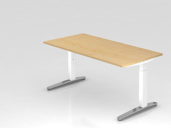 Hammerbacher Schreibtisch C-Fuß 160x80cm Ahorn/Weiß, poliert, Rechteckform, VXB16/3/WC