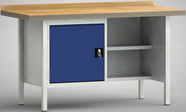 KLW Profi-Werkbank - 1500 x 700 x 905 mm L x T x H (ERGO-Version), links Tür 500 mm, WP138E-1500M45-X7026