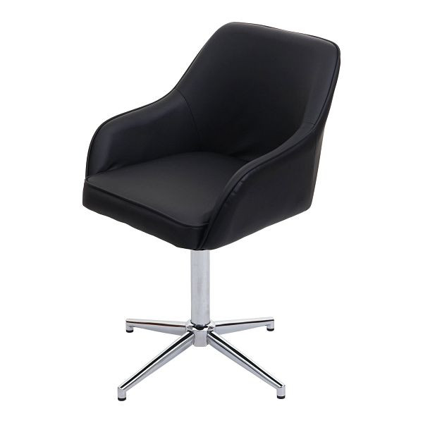 Mendler Esszimmerstuhl HWC-F82, Küchenstuhl Lehnstuhl, höhenverstellbar Drehmechanismus, Kunstleder schwarz, Chromfuß, 73562