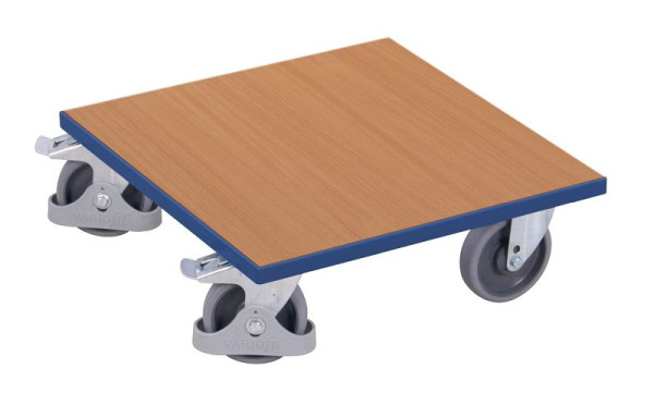 VARIOfit Kistenroller mit Boden, Ladefläche: 500 x 500 mm, RAL 5010 enzianblau, sw-500.011