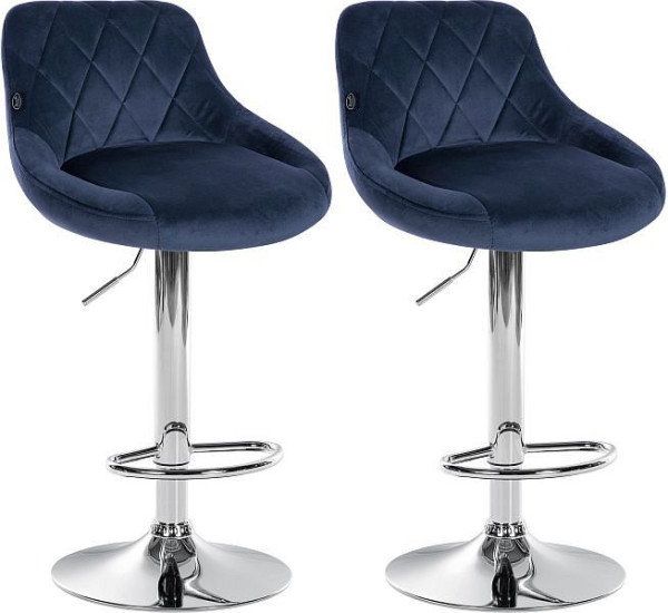 CLP Barhocker Lazio Samt chrom, blau, VE: 2 Stück, 323243