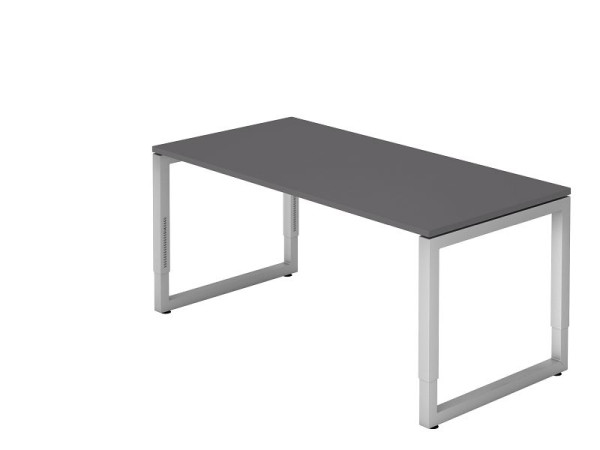 Hammerbacher Schreibtisch O-Fuß eckig 160x80cm Graphit, Rechteckform mit schwebender Tischplatte, VRS16/G/S