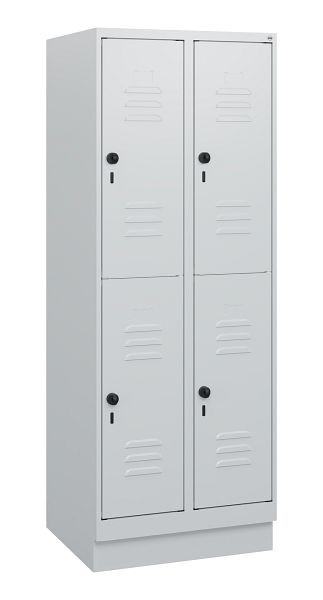 C+P Doppelstöckiger Spind Classic PLUS, Sockel, 2 Abteile, 1630x600x500mm, 7035/7035, Drehriegel, 0803205-20 S10009