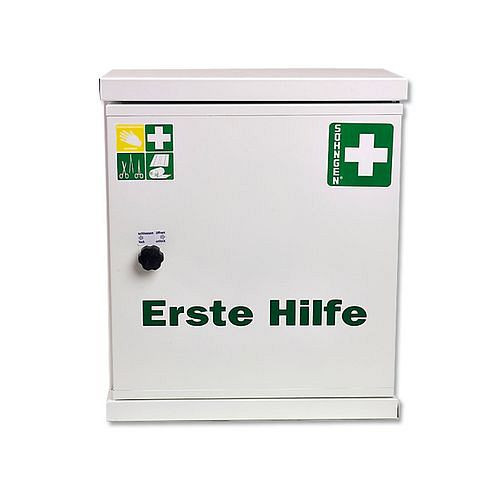 DENIOS Verbandschrank NovoLine aus Stahlblech, Füllung DIN 13157, 1-türig, weiß, 164913