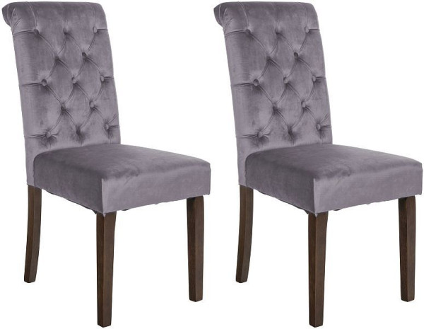 CLP 2er Set Esszimmerstühle Lisburn Samt, dunkelgrau, 322775