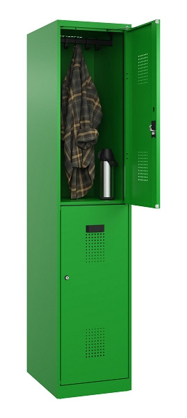 C+P Doppelstöckiger Spind Evolo PLUS, 2 Fächer, 1850x400x500mm, 6037/6037, Zylinderschloss, 049300-12 S10053