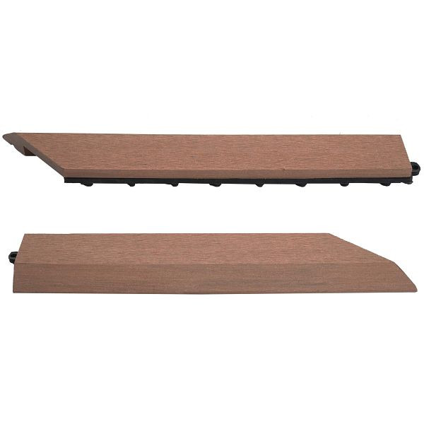 Mendler 2er-Set Abschlussleiste für WPC Bodenfliese Rhone, Abschlussprofil, Holzoptik Terrasse, coffee rechts ohne Haken, 65090
