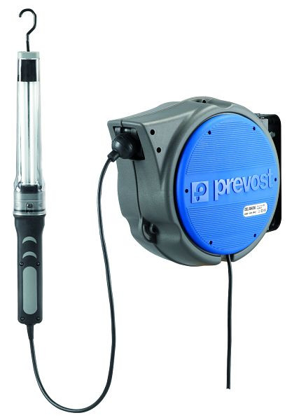 Prevost Elektrische Kabelaufroller mit tragbarer 24-V-Lampe, Länge=14 m(+1,5 außen), Querschnitt=2x1mm², Werkstoff=Kabelaufroller: Gummi H05 RN-F, DEL BA24