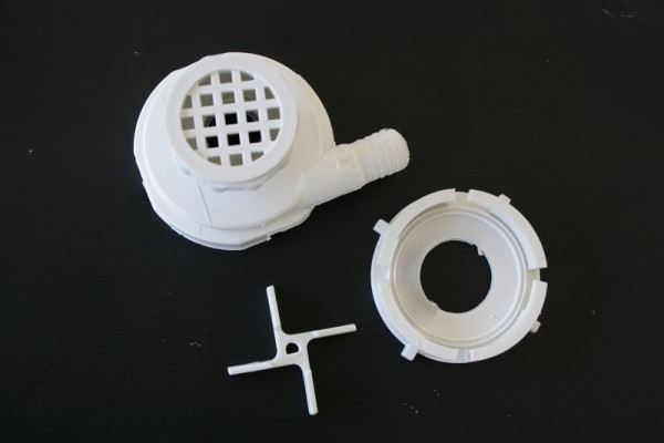 ELMAG PVC-Teil mit Bajonet mit Schlauchanschluß, Sieb, Schaufelrad zu Wasserpumpe S3, 9601336