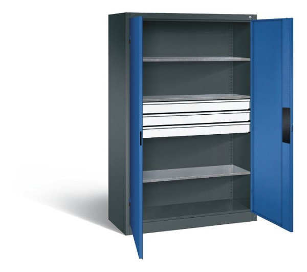 C+P Werkzeugschrank Acurado, H1950xB1200xT500mm, Farbe: Anthrazitgrau / Enzianblau, Muldengriff, 8931-5230 S10161