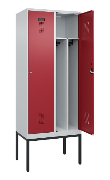 C+P Spind Evolo PLUS, Gestell, 2 Abteile, 2120x800x500mm, 7035/3003, Verschluss Zylinderschloss, 0490307-22F S10031
