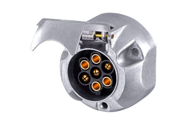 HELLA Steckdose, 12V, 7-polig, Zinnbronze, Metallgehäuse, DIN/ISO: 1724, 8JB 001 941-001