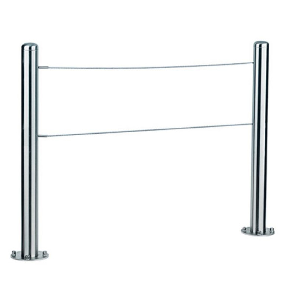 Stein HGS Drahtseilsystem ohne Handlauf, Flachkopf, ohne Drahtseilgarnitur, 2 Mittelpfosten mit Bodenplatte zum Aufdübeln (3 bis 9 Metern), 13256-dge-0-32