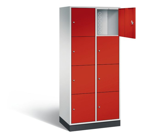 C+P XL-Schließfachschrank Intro, H1950xB820xT490mm, Farbe: Lichtgrau / feuerrot, 8470-202 S10037
