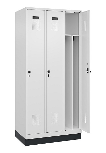 C+P Spind Evolo PLUS, mit Sockel, 3 Abteile, 1950x900x500mm, 9016/9016, Verschluss Drehriegel, 049020-30F S10020