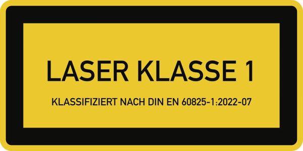 Moedel LASER KLASSE 1 DIN 60825-1, Textschild, Folie, 52x26 mm, VE: 10 Stück/Bogen, 59704