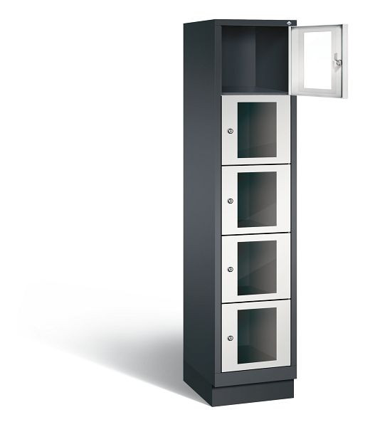 C+P Schließfachschrank Classic, H1800xB420xT500mm, Farbe: Schwarzgrau / Lichtgrau, 8020A125 S10013