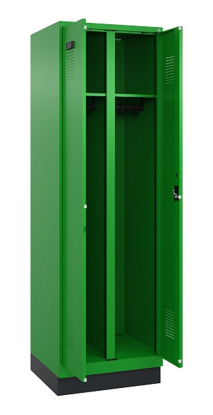 C+P Schwarz-Weiß-Spind Evolo PLUS, mit Sockel, 2 Abteile, 1950x600x500mm, 6037/6, Zylinderschloss, 049022-20 S10053