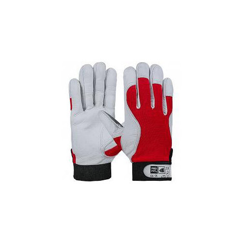 PRO FIT Nappaleder Handschuh mit Trikotrücken Klettverschluss, Premium-Qualität, rot, Größe: 10, VE: 12 Paar, 11618-10