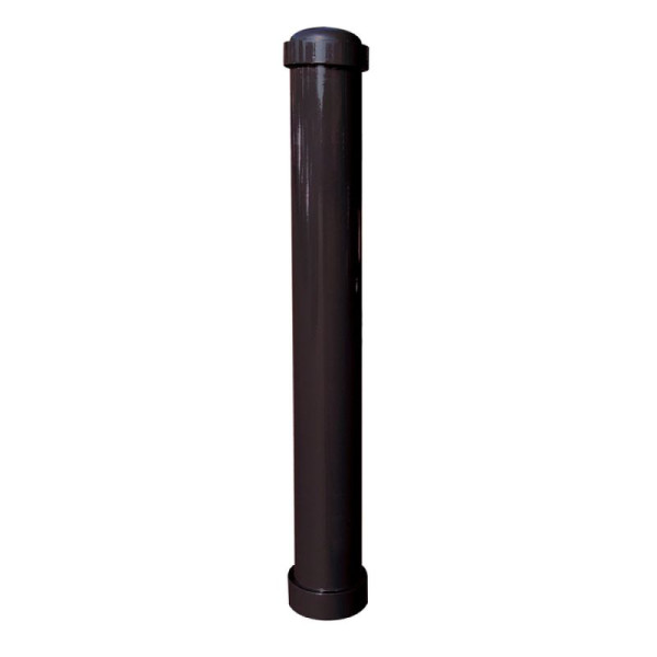 Stein HGS Stilpoller Ø 108 mm mit Halbkugelstahlkappe, mit Dreikantverschluss, DIN 3223/Schließung unten, gelb mit schwarzen Streifen, 3 Ösen (90°), 4971fbsonder-gs-3