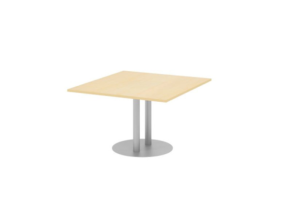 Hammerbacher Verkettungs- und Anbauplatte, Farbe Platte: Ahorn, Platte: 1200 x 1300 x 25 mm, Säule/Tellerfuß in Silber, Arbeitshöhe: 740 mm, VKT12S/3/S