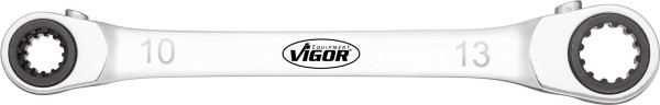 VIGOR Doppel Ratschen-Ringschlüssel, Multiprofil, 8 x 12, 10 x 13, V3607
