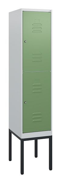 C+P Doppelstöckiger Spind Classic PLUS, Gestell, 1950x400x500mm, 7035/6011, Zylinderschlösser, 0803305-12 S10036